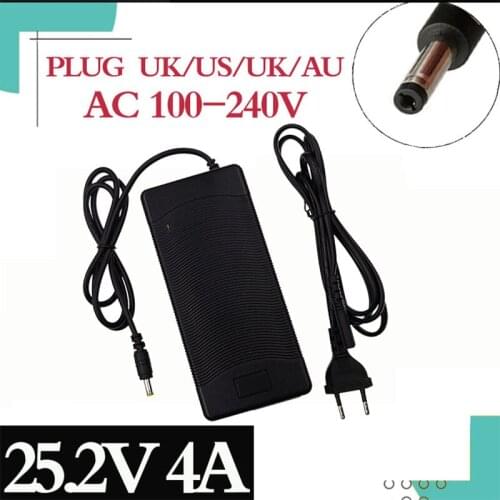 25.2v4a lithium ion battery charger DC for 21.6V 22.2V 6string lithium ion battery pack charger plug EU/USA/UK/AU