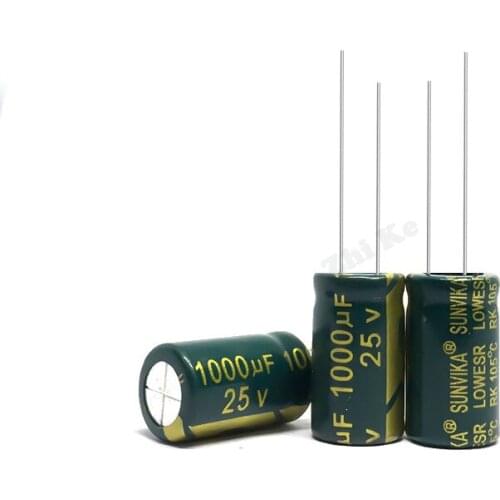 10pcs/lot 25V 1000UF 10*20mm Low ESR/Impedance high frequency aluminum electrolytic capacitor 1000UF25V 25v1000uf 20