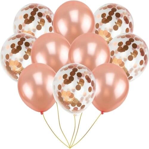 10pcs 12 inch Rose Gold Balloon 5pcs Gold Confetti Balloon Happy Birthday Balloon Baby Shower Decoration Kids Party Supplies