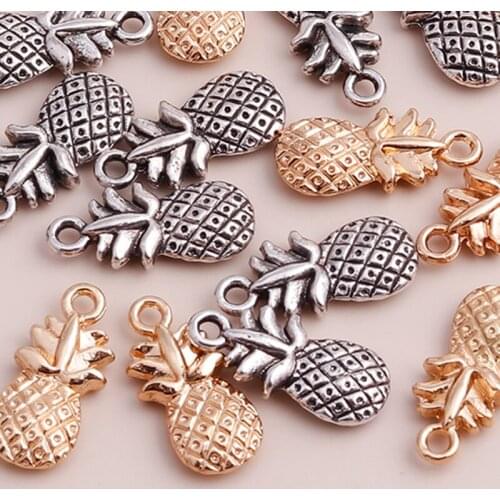 20pcs/lot Jewelry Findings Fruit Pineapple Charms Pendants Necklaces Anklets Charms for DIY Jewelry Making 8*20mm