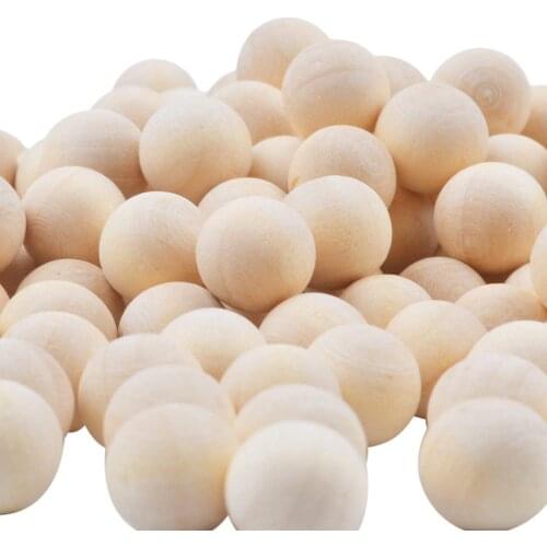200PCS Unfinished Round Wood Mini Wood Craft Balls for DIY Jewelry Making Art Design - 12mm Diameter