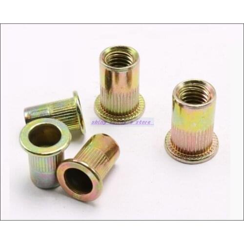 25-200 pcs/Lot Metric Thread M3 M4 M5 M6 M8 M10 M12 Carbon Steel Flat Head Insert Rivet Nut Flat Head Rivet Nut Brand New