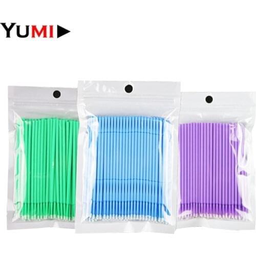 3 Packs S M L Size Disposable Cotton Soft Swab Eyelash Extension Microbrush Applicators Mascara Micro Brush Stick