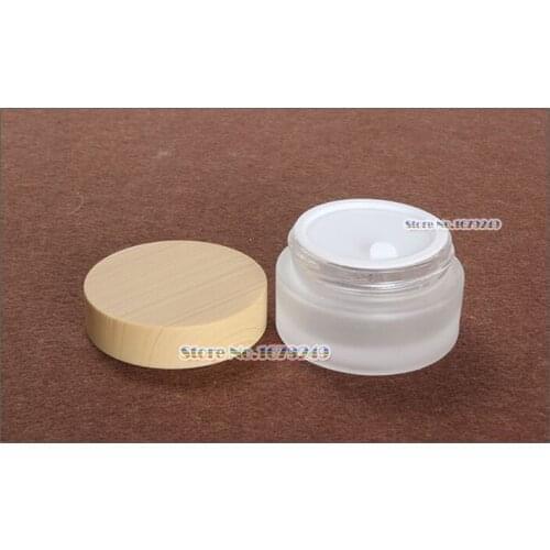 30g/30ml Frosted White empty cosmetic cream jar,cream bottle cap/Wood cap/cosmetics Bottle glass 200pcs/lot