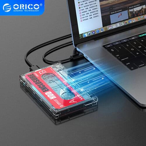 ORICO 2580U3 2.5" HDD Case USB 3.0 to SATA External Hard Drive Enclosure Retro Cassette Tape Design Transparent SSD Case HDD Box