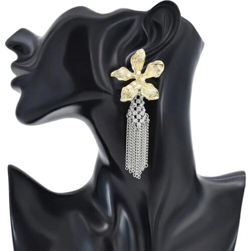 Red Yellow Chain Long Tassel Earrings For Women Fashion Cute Pendant Flower Crystal Sexy Beach Party Jewelry Accessories