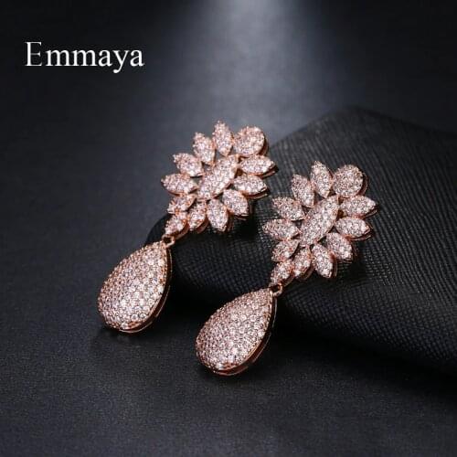 Emmaya Brand Elegance Charm AAA White Cubic Zircon Three Colors Originality Jewelry Earrings For Woman Trendy Wedding Party Gift