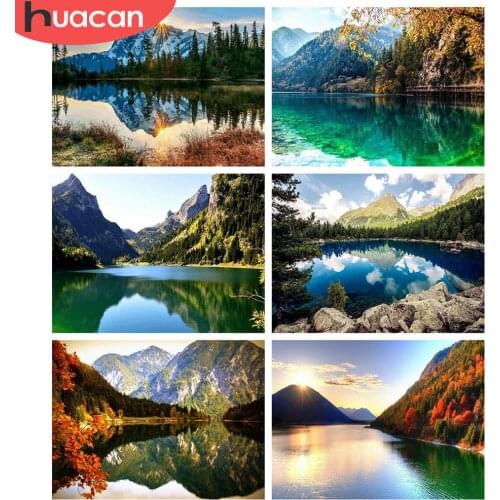 HUACAN Full Square Drill Diamond Painting Nature Landscape 5D DIY Diamond Embroidery Mountain Handicraft Home Decor