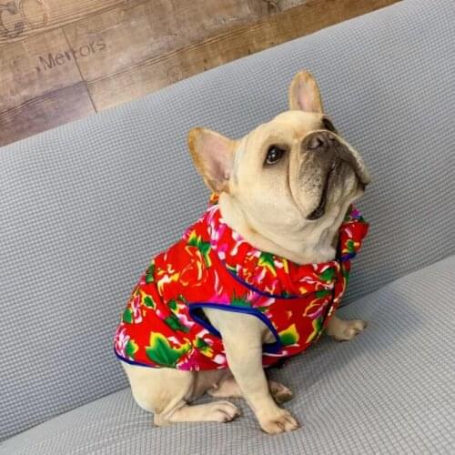 Chinese New Year Pet Clothes Winter Dog Coat Jacket Tang Suit Poodle Schnauzer Pug French Bulldog Clothing Warm Dog Outfit