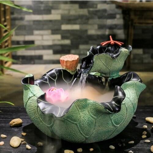 Creative aquarium humidifier Feng Shui lucky round water fountain waterscape ornaments office desktop business gifts