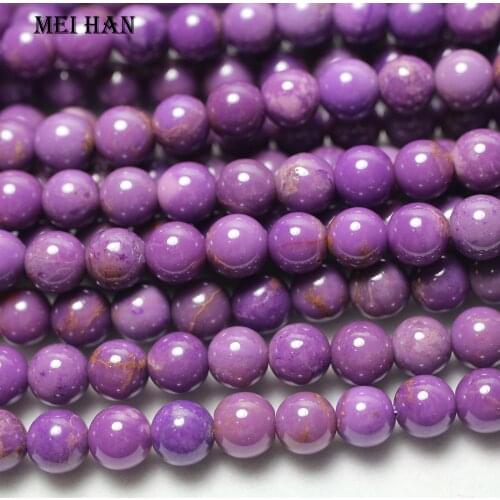 Meihan natural (1strand/set) 6-7mm Morocco phosphosiderite purple smooth round loose beads stone for jewelry design