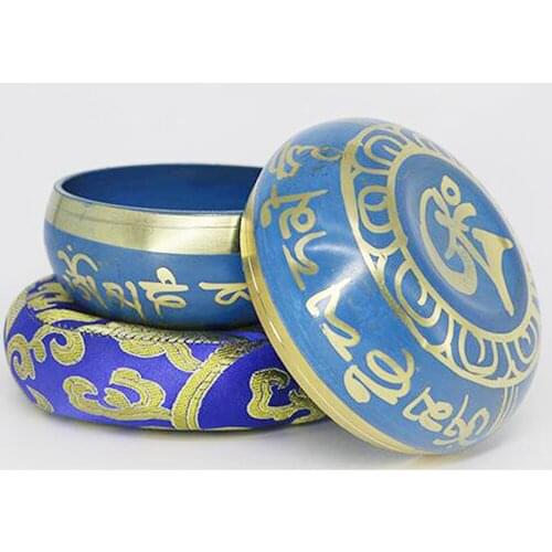 3.7 Inches Metal Tibetan Singing Bowl Set Yoga Bowl Set with Stick and Cushion Singing Bowl Meditation Musical Instrument YB02