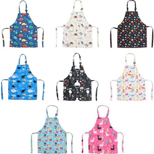 Cute Kids Apron Adjustable Cotton Aprons for Boys Girls Children Bib Aprons for artists Chef Baking Cooking Parent Chil K0AB