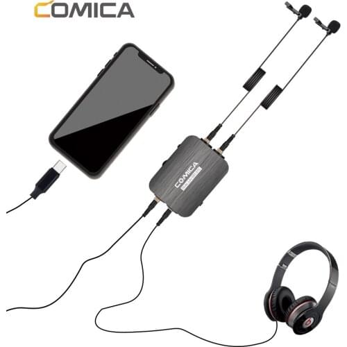 COMICA DUAL.LAV-D03 STC Dual-head Detachable&Multi-functional Lavalier Microphone for Smartphone