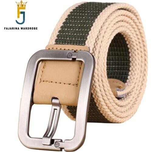 FAJARINA Mens Fashionable Pin Buckle Canvas Straps Casual Belt Real Solid Brand Name Belts for Men Cinto Feminino Mens CBFJ0020
