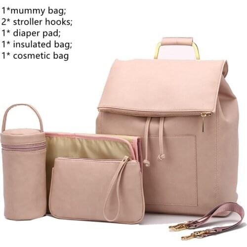 5pcs Set Diaper Bag Backpack Multi-functional Baby Diaper Organizer Waterproof Fashion Baby Bag Large Capacity Stroller Backpack