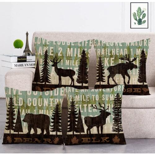 Animals Series Pillowcase Deer Elk Bear Yak House 45X45cm Cushion Covers Nordic Mountain ChristmasTree Throw Pillow Cover T294