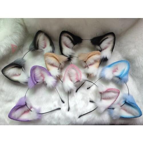 New Black Brown Purple Cat Ears Hair Hoop Headwear Tail Hand Made Work For KC Cosplay Party Game Costume Accessories Custom Made