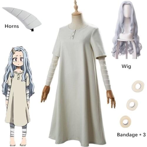 Eri Cosplay My Hero Academi Costume Horns Halloween Costumes Anime Boku Hero Academi Off-white Long Dresses Clothes For Women