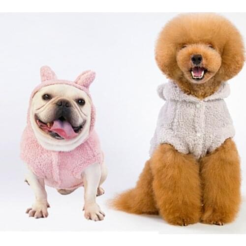 Clothes For Small Dogs Cats Exotic Apparel Autumn Winter Pet Clothing Solid Color Hooded Thickening Method Fighting Fleece Coat