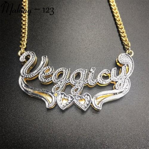 Making-123 Custom Necklaces New Style Shape Name Necklace Name Personalized Double Gold Plated Custom Necklace Personalized