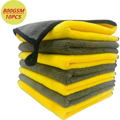 3/5/10PCS 800GSM 30/38/40CM Car Wash Microfiber Towel Soft Car Cleaning Drying Cloth Paint Care Cloth Detailing Car Wash Towel