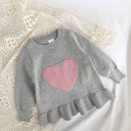 Spring and Autumn Girls' Casual Fashion Ruffle Sweater Princess Baby Baby Pullover Knit Sweater Children Children Love Skirt Top