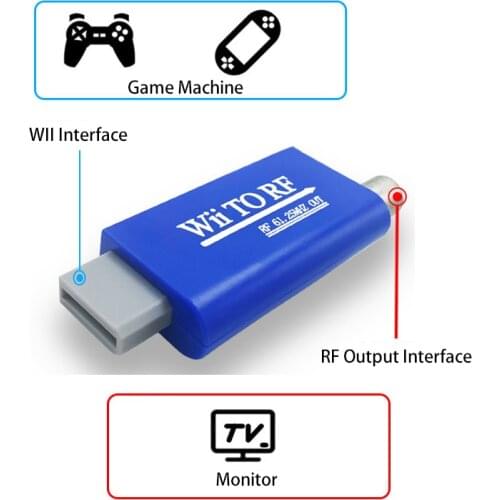 Grwibeou Wii to RF TV signal RF converter game to old TV display Without Damage Wii to RF Adapter