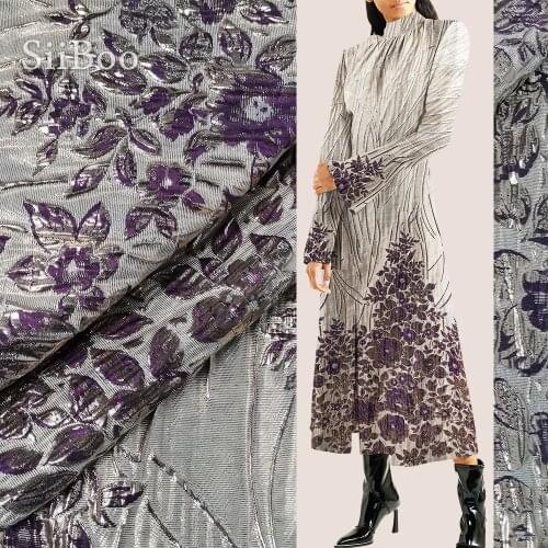 Luxury 3D purple floral metallic positioning jacquard brocade fabric for dress coat tissue telas tecidos stoffen fabrc SP5088
