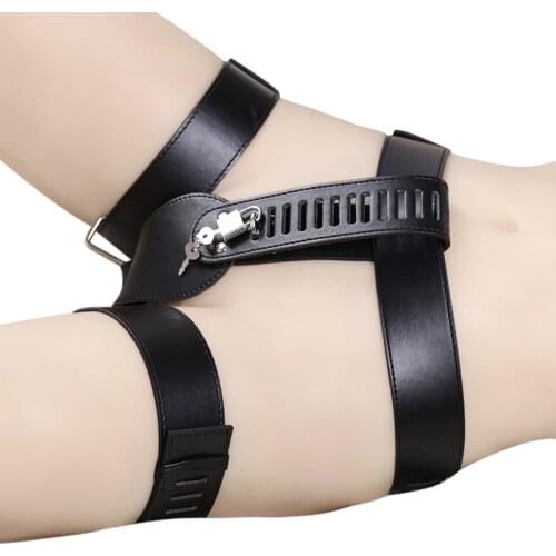Sexy Chastity Leather Panties BDSM Bondage Adjustable Thongs Pants With Locks Shorts Adult Game Slave cosplay Sex Toys For Women