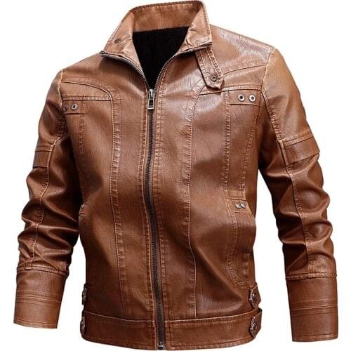 Spring Autumn Leather Jacket Mens Fashion Casual Stand Collar Bike Pilot Motorcycle PU Leather Jacket Male Clothing M-4XL