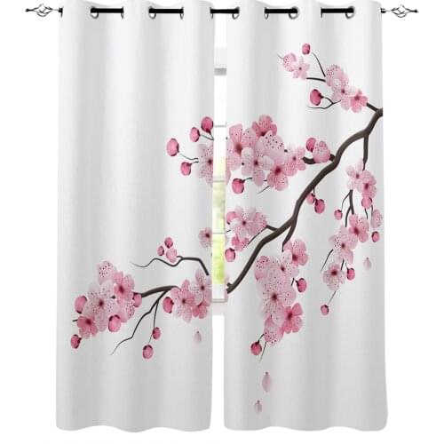 Japanese Pink Flower Cherry Blossom White Curtains For Living Room Modern Window Curtains For Bedroom Curtains Drapes Blinds