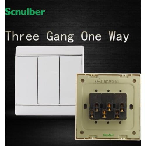Warehouse 86x86 220v EU white lighting 16A 3 way 3 gang wall switch