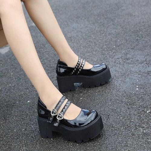 Platform heels For Women Shoes Punk Marry Janes Sweet Lolita Shoes fall Spring heels Ankle Buckle Strap Chunky Heel Goth shoes