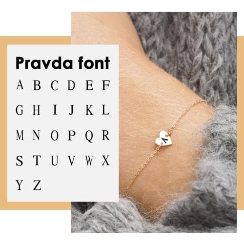 Visunion Heart Pattern Bracelet 316L Stainless Steel Engraved English Alphabet Link Chain Women Bracelet for Women Jewelry New