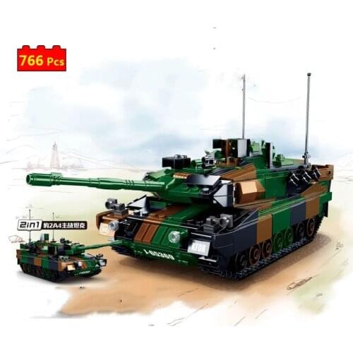Military Series World War II Germany Leopard 2A4 Main Battle Tank DIY Model Building Blocks Bricks Toys Gifts