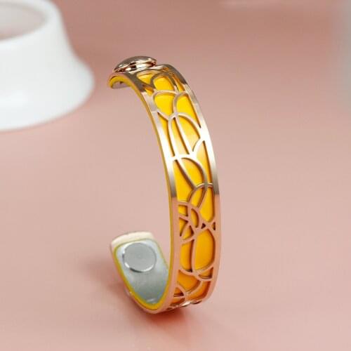 Legenstar Flowers Cuff Bracelets&Bangles For Women Rose Gold Stainless Steel Leather Pulseiras Love Adjustable Bangles Jewelry