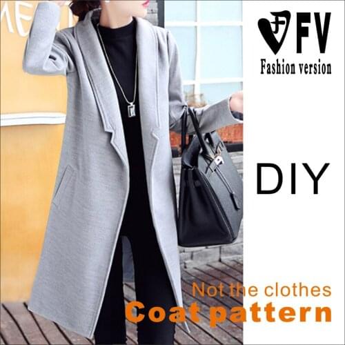 Womens coat pattern autumn and winter woolen coat garment sewing design drawing BFY-244