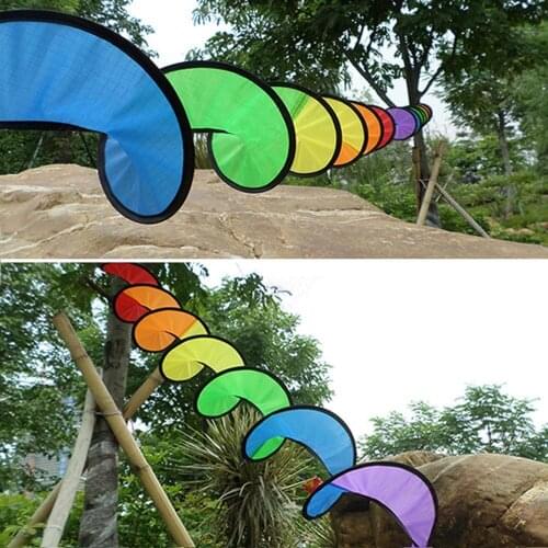 1PC Rainbow Spiral Windmill Tent Camping Outdoor Colorful Wind Spinner Garden Home Decorations PVC Dropship #0404