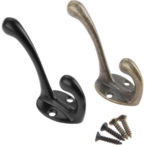 10Pcs Antique Alloy Home Hat Coat Clothes Towel Wall Door Hanger Hooks Bathroom Kitchen Bedroom Room Bronze Black 55*43*19mm