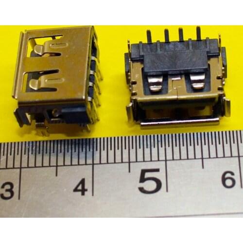 2X Laptop 2.0 USB connector/jack/sockect commonly used 90 degree AF Type 4 DIP Foot USB JACK female length=10MM