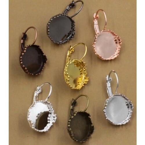20pcs Crown Hook Earrings Fit 12 15mm Cabochon Cameo Setting Blank Base DIY Jewelry Making Womens Accessories