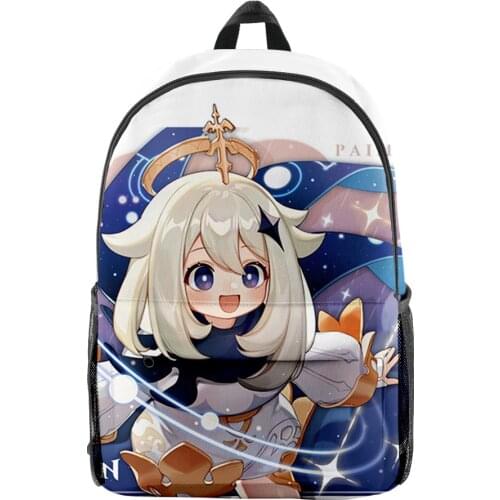 2021 3D Genshin Impact Paimon Print Men Women Backpack Oxford School Bag High Capacity Teenager Girl Child Bag Travel Backpack