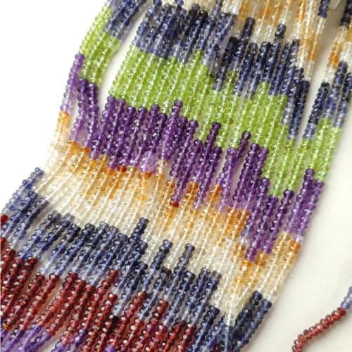 Amethyst/peridot/iolite/citrine/garnet roundelle 3.6mm faceted for DIY jewelry making 33cm
