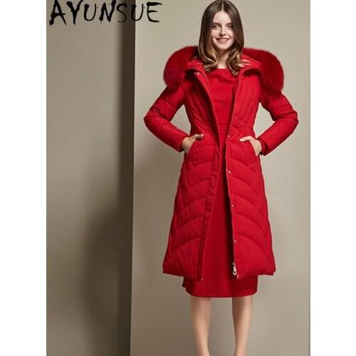 AYUNSUE Jackets for Women 2020 Winter Down Jacket Hooded Coat Female Plus Size Real Fox Fur Parkas 5XL Mujer Chaqueta LXR325