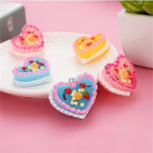 10pcs Love heart Cake Fruit Necklace Charms Food&Beverages Jewelry Charms Doll keychain Keychain Necklaces Bracelets Bangle Gift