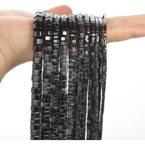 Natural Stone Beads Black Hematite Hexagonal Piece Loose Spacer Beads for Jewelry Making DIY Bracelets Necklace Accessories DIY