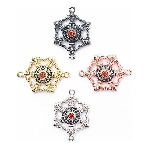 19*24mm Six-pointed star eye micro pave cz zircon cubic zirconia beads DIY Copper necklace charm bracelet connectors fg34