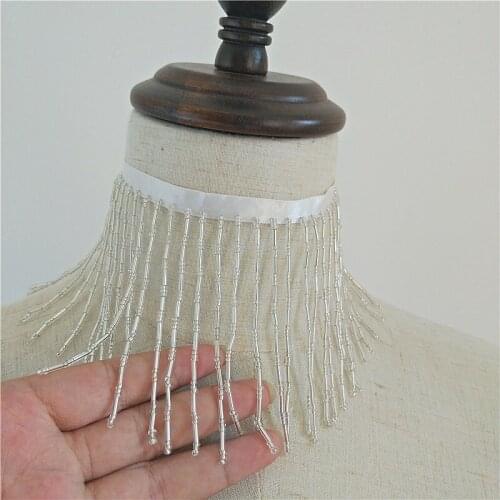 9.8CM long tassel pendant silver tube handmade bead hanging ear wedding dress costumes fashion swaying DIY decorations