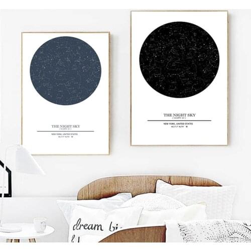 Canvas Painting Custom Night Sky Map Christmas Decor Print Personalized Map Of The Star Wall Art Picture For Anniversary Gift